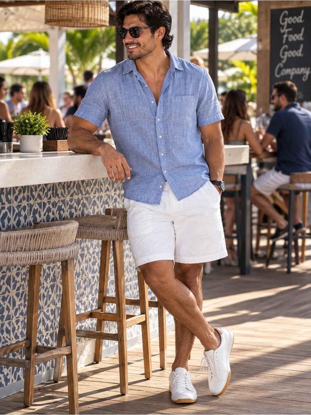 Alan Flusser Men’s White Cotton Textured Shorts Size 38W NWT